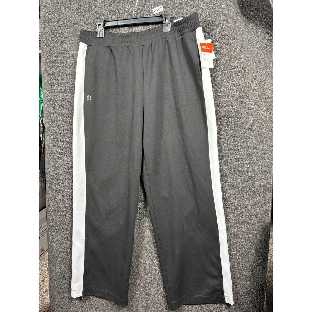 Sports Illustrated Track Pants Mens 2XL Black White Side Stripe Stretch Athletic
